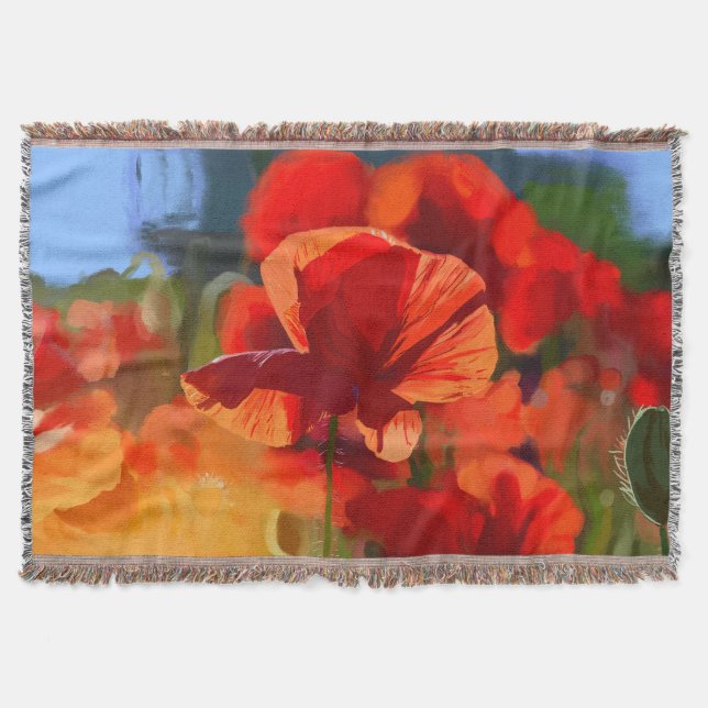 Manta La casa de las amapolas - pintura al óleo (Anverso)