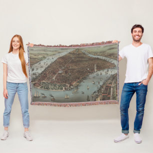Manta La ciudad de Nueva York el 1883 (litografía de
