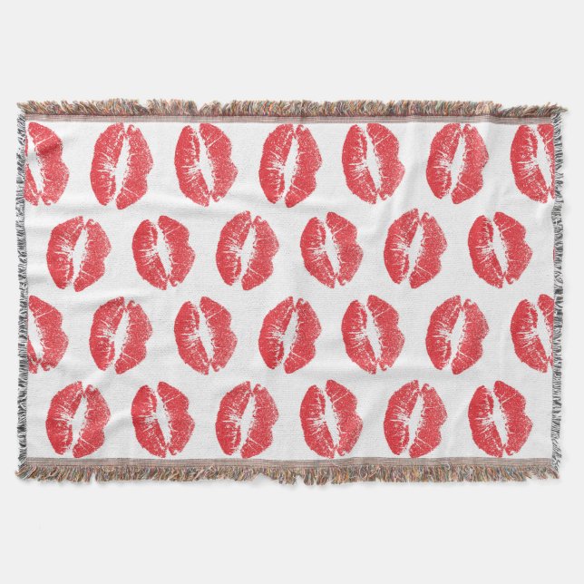 Manta Labios Rojos, Patrón De Labios, Labial Rojo, Beso (Anverso)