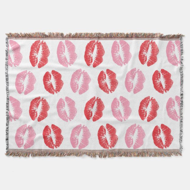 Manta Labios rojos y rosados, patrón de labios, labios,  (Anverso)