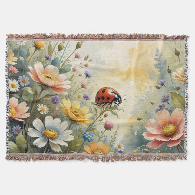 Manta Ladybug floral de primavera (Anverso)