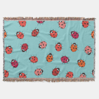 Manta Ladybugs, fondo azul, encantadora pieza sin costur