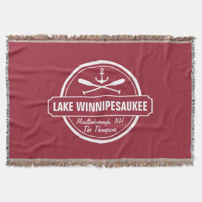 Manta Lago Winnipesaukee Ciudad personalizado NH, nombre (Anverso)