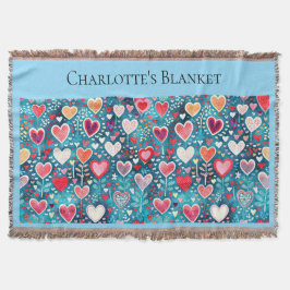 Manta Large Throw - Heart design 