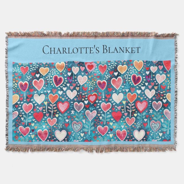 Manta Large Throw - Heart design  (Anverso)