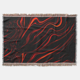 Manta Largos trazos rojos ondulados sobre fondo negro