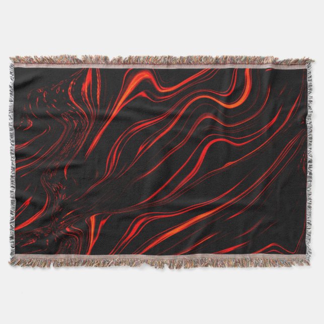 Manta Largos trazos rojos ondulados sobre fondo negro (Anverso)