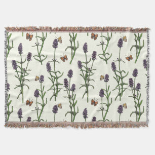 Manta Lavanda y mariposas en blanco roto