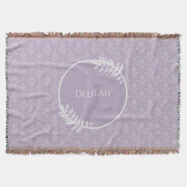 Manta Lavender elegante Damask personalizado (Anverso)