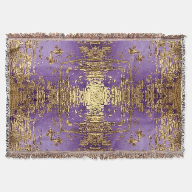 Manta Lavender Gold Metallic Kaleidoscope Throw Blanket (Anverso)