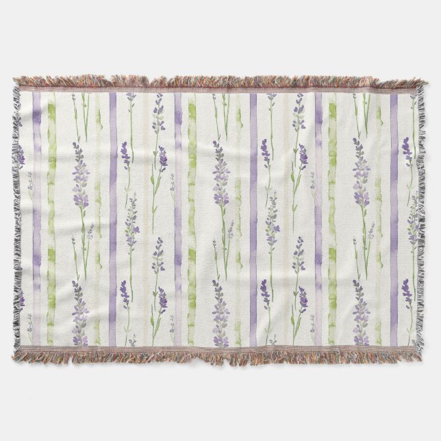 Manta Lavender Stripes Floral Birthday (Anverso)