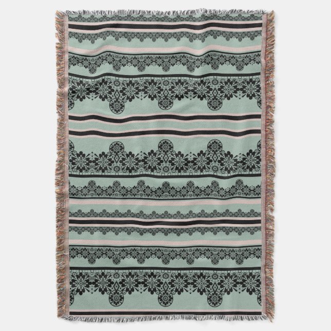 Manta Lazo negro, almohada de tiro al descubierto (Frente vertical)