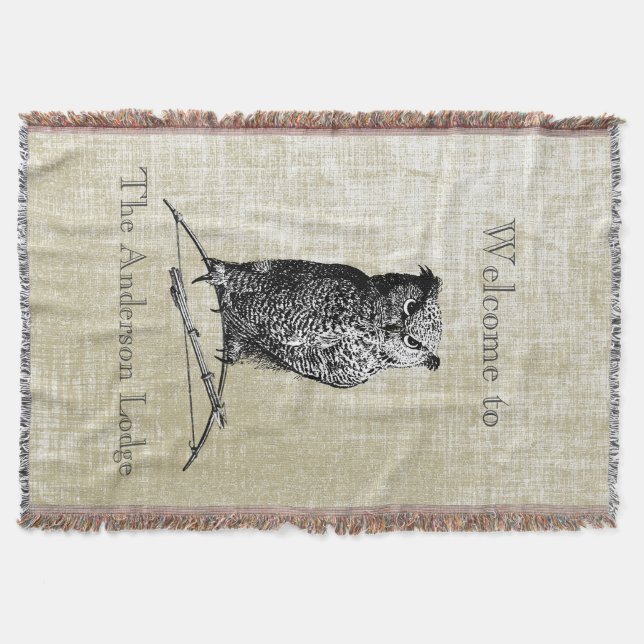 Manta Lechuza vintage de habitación de niño personalizad (Anverso)