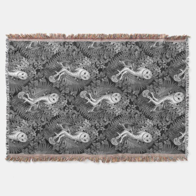 Manta Lechuzas, helechos, robles y bayas 4 (Anverso)