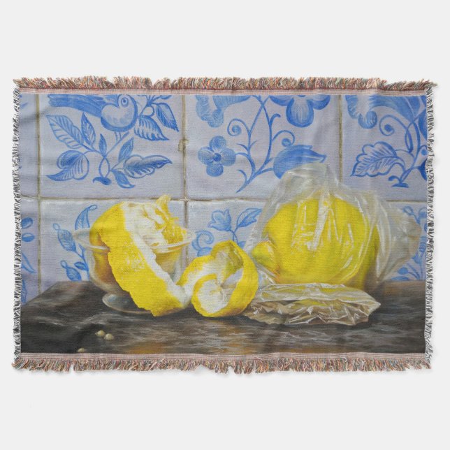 Manta Lemons and Azulejos — Classic Blue & Yellow Still  (Anverso)