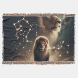 Manta Leo Zodiac Art - León Majestuoso y Constelación.