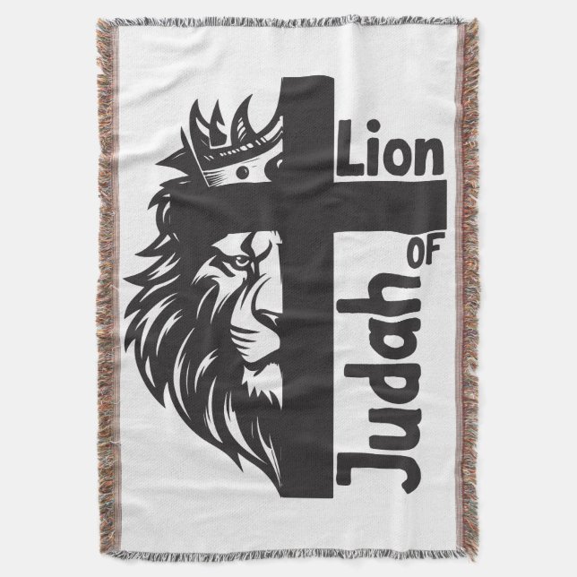Manta León de Judá negrita Medio León Media Cruz Cristia (Frente vertical)