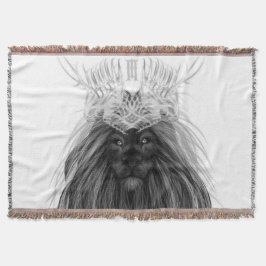 Manta León negro con corona y monograma