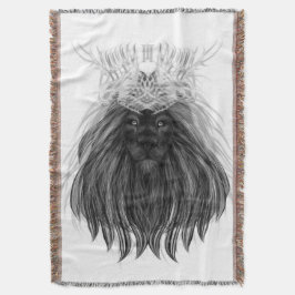 Manta León negro con corona y monograma