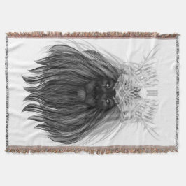 Manta León negro con corona y monograma