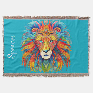 Manta León tribal majestuoso con nombre personalizado