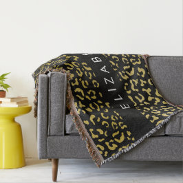 Manta Leopard Print, Gold Leopard, Purpurina, tu nombre