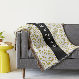 Manta Leopard Print, Gold Leopard, Purpurina, tu nombre