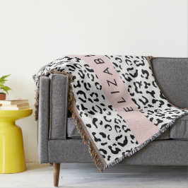Manta Leopard Print, Spots, Black And White, Tu Nombre