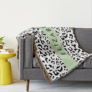 Manta Leopard Print, Spots, Black And White, Tu Nombre