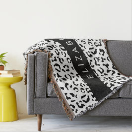 Manta Leopard Print, Spots, Black And White, Tu Nombre