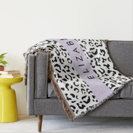 Manta Leopard Print, Spots, Black And White, Tu Nombre