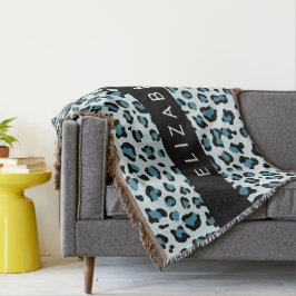 Manta Leopard Print, Spots, Blue Leopard, tu nombre