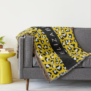 Manta Leopard Print, Spots, Yellow Leopard, tu nombre