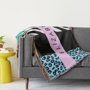 Manta Leopard Print, Zebra Print, Blue, Your Name