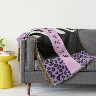 Manta Leopard Print, Zebra Print, Purple, Tu Nombre