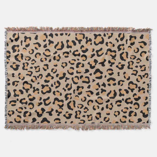 Manta Leopardo Print, Leopard Spots, Brown Leopard (Anverso)