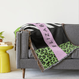 Manta Leopardo Print, Zebra Print, Green, Your Name