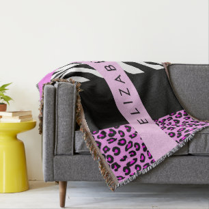 Manta Leopardo Print, Zebra Print, Pink, Your Name