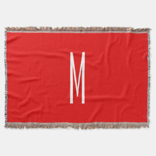 Manta Letra inicial monograma estilo moderno rojo blanco