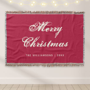 Manta Letra Retro Roja Feliz Navidad Apellido