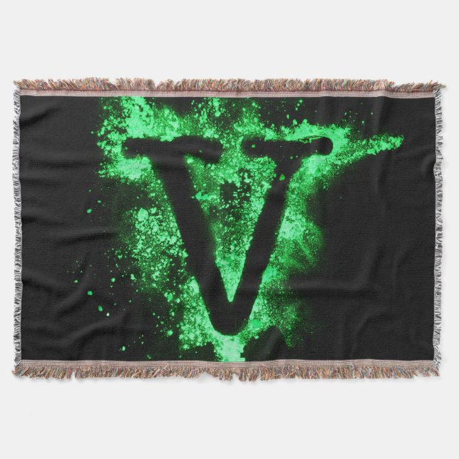 Manta Letra V alfabeto de mayúscula verde (Anverso)