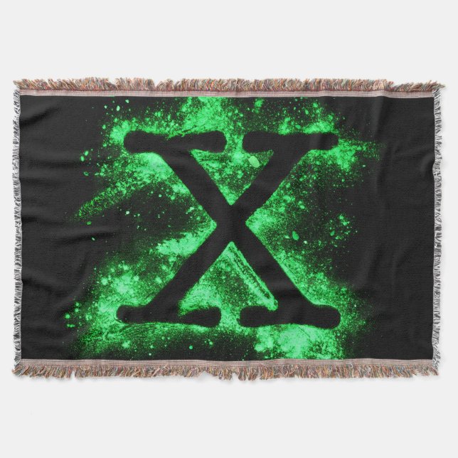 Manta Letra X mayúscula verde alfabeto (Anverso)