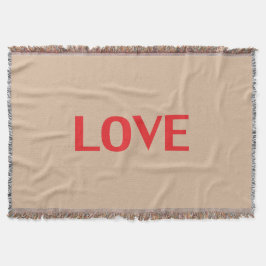 Manta letras rojas de "amor" fondo beige -