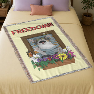 Manta Libertad Escape Divertido Gato Amarillo Floral Ven