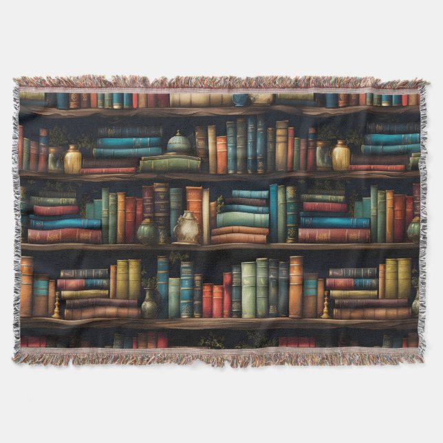 Manta Libros de época en el patrón de estantería (Anverso)