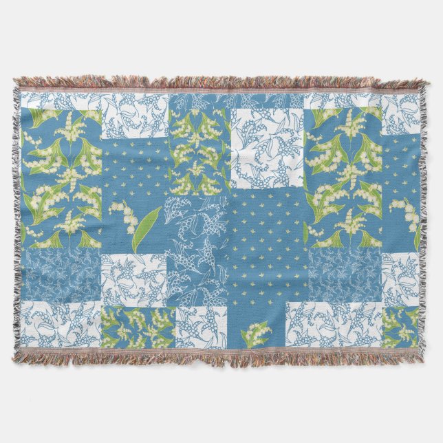 Manta Lily-of-the-Valley Faux Patchwork Blue (Anverso)