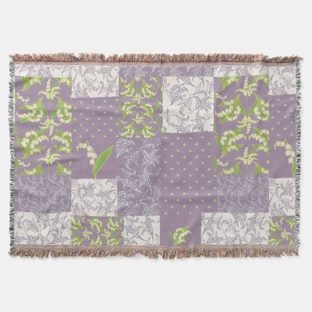 Manta Lily-of-the-Valley Faux Patchwork Mauve (Anverso)
