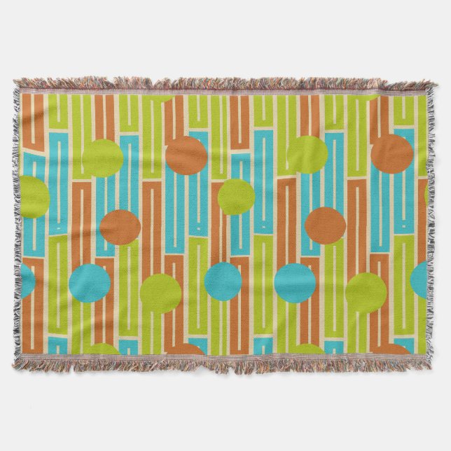 Manta Lime Green, Cinnamon Brown, Turquesa Rectángulos (Anverso)