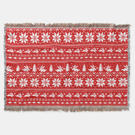 Manta Lindo conejo conejo conejo Navidad rojo patrón de