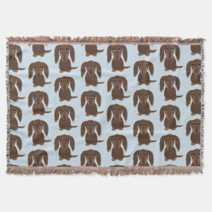 Manta Lindo patrón de dachshund marrón de chocolate